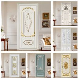 Wall Stickers PVC Self Adhesive 3D Wallpaper Door Europe Style Mural for Bedroom Fridger Whole Cover Cabinet Home Decor Posters 230717