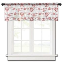 Curtain Christmas Winter Red Snowflakes Kitchen Small Tulle Sheer Short Bedroom Living Room Home Decor Voile Drapes