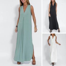 Casual Dresses Chic Summer Robe Dress Pleated Loose Large Hem Lady Women Vest Garment