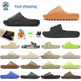 Slippers designer slides foam slider men woman slippers Black Onyx Pure Ochre Bone Resin slider Glow Green Desert Sand Ararat Flax Rubber big shoe size 13 L2403