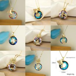 Pendant Necklaces Delicate High Quality Women/Girls Gold Colour Butterfly With CZ Stone Row Elegant Bling Jewellery Gift