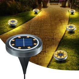 Garden Decorations Solar Powered Ground Lights IP65 Waterproof Outdoor LED Disk for Non Slip Landscape Path Lighting Patio Lawn 230717