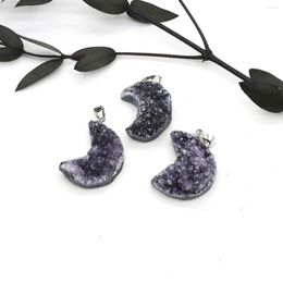 Pendant Necklaces Fashion Natural Stone Gradual Change Purple Water Crystal Bud DIY Necklace Earrings Jewelry Accessories Gift