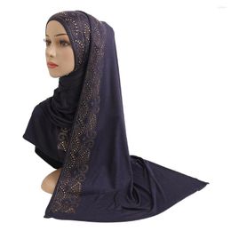 Scarves Muslim Glitter Rhinestone Scarf Soft Plain Jersey Headscarf Islamic Hijab Head Cover Shawls Headwrap Turban 165cm 52cm