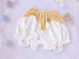 Women's Shorts Autumn Winter Japanese Kawaii Cute Plush Soft Girl Pumpkin Corgi PP Claw Embroidery Lantern 230718