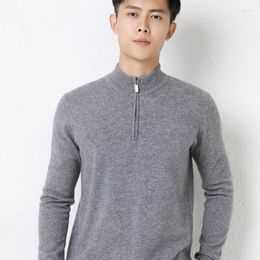 Men's Sweaters Winter Autumn Zipper Neck Man Pure Goat Cashmere Knitted Jumpers 2023 Full Sleeve Pullovers