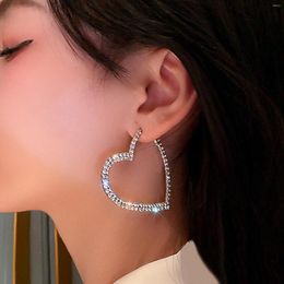 Hoop Earrings 925 Silver Needle Fashion Exaggerated Personality Love Ear Full Of Drill Temperament 17 Mile