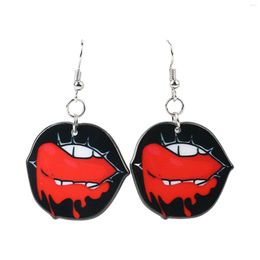 Hoop Earrings Funny Lip Acrylic With Halloween Vibe For Womens Fashion Trendy Drop Cute Heart