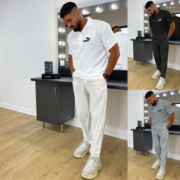 Men's Tracksuits 2023 Youth Casual Round Neck Short Sleeve Sports Straight Leg Pants High Quality Set