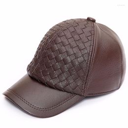 Ball Caps Male Genuine Leather Baseball Cap Men's Autumn Winter Sheepskin Hat Adult Outdoor Leisure Adjustable B8649