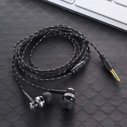 3.5 MM 5 Colors Stereo In-Ear Earphone High Quality Braided Rope Shell Design Earbuds Double Earpiece Metal Headset With Mic