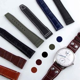 20mm 21mm 22mm Canvas Nylon Bands Folding Clasp for Iwc Watch Strap Pilot Mark Portofino Folding Buckle Watches Accessories Tool H288Y