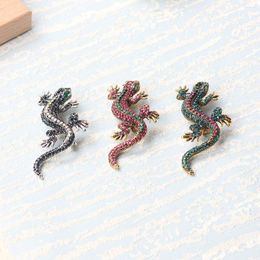 Brooches Chameleon Rhinestone Brooch Women Gecko Animal Pins And Clothes Jewellery Vintage Metal