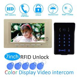 Other Intercoms Access Control 1Set TFT LCD Colour Monitor Door Access Intercom System HD Camera 7 Video Door Phone Waterproof Wire Doorbell Calling System x0718