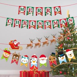 Christmas Decorations Merry Banner Party Red And Green Paper Letters Tree For Children Supplies