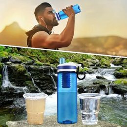 Water Bottle With Filter, Portable Survival Emergency Water Purifier For Outdoor Sports Camping Hiking Travel