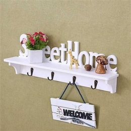 Sweet Home Wall Mounted Rack Door Hanger Hook Storage for Coat Hat Clothes Key White 211102249I