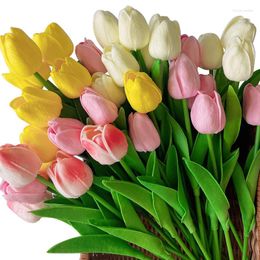 Dekorative Blumen, 10 Stück, mehrfarbige Tulpen, künstlich, für Valentinstag, Ostern, Frühlingskranz, Hochzeitsstrauß, Herzstück, Blumen-Esszimmer