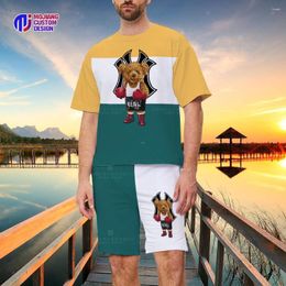 Men's Tracksuits 2023 Limited Edition Korean T-shirt Shorts Set Summer Oversized Sportswear Fashion Street Bear Anime