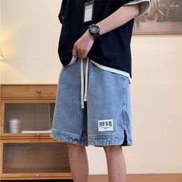 Men's Jeans Casual Versatile Denim Shorts For American Fashion V Retro Washed Workwear Capris Summer Sports Middle Pants