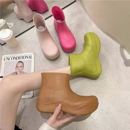 Rain Boot Boots Highstreet Fashion Waterproof Shoes Lady Ankle Thicksoled Water 230718