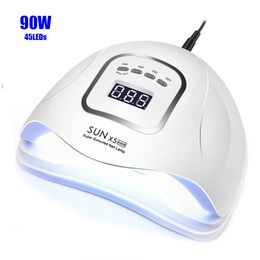 Nail Dryers SUNX5 Max 90/72/36W LED Lamp Nail Dryer 45/36/18 LEDs UV Ice Lamp For Drying Gel Polish Timer Auto Sensor Manicure Tools 230718