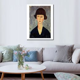 Amedeo Modigliani Figure Canvas Art Handmade Young Brunette 1917 Oil Paintings for Apartment Decor Modern