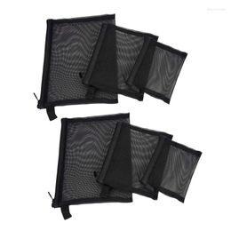 Cosmetic Bags Zipper Mesh Pack Of 6 (S/M/L) Beauty Makeup Accessories Organizer Travel Toiletry Kit Set Black