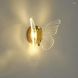 Wall Lamp Creative Elf Butterfly Led Girl Children Room Bedroom Bedside Ceiling Light Design Sense Entrance Hallway Decor