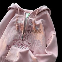 Womens Hoodies Sweatshirts 2022 autumn new loose hoodie long sleeved top female women American retro letter embroidery hooded sweater trend casual jack J230718