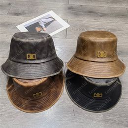 Leather Designer Bucket Hat Cappello Mens Bucket Hat For Woman Bob Classic Gold Buckle Luxury Fitted Hats Flat Street Sunhat