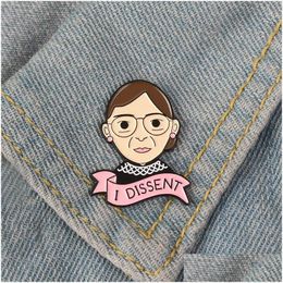 Pins Brooches Ruth Bader Ginsburg Enamel Pin Female Justice Badge Brooch Lapel Denim Shirt Collar Cartoon Feminist Jewellery Gift For Dhtfr