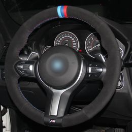 DIY Custom Suede Steering Wheel Covers for BMW F87 M2 F80 M3 F82 M4 M5 F12 F13 M6 F85 X5 M F86 X6 M F33 F30 M Sport car Accessorie167m