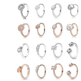 Cluster Rings High-quality 925 Silver Rose Gold Love Knot Charm Fairy-tale Light Heart-shaped Padlock Ring Original Jewelry For286l