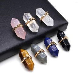 Pendant Necklaces Natural Stone Pendants Hexagonal Prism Rose Quartz Lapis Lazuli Pendulum For Jewellery Making Diy Women Necklace Earrings