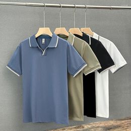 Men's Polos Summer Polo Shirt Fashion Simple Color Matching Lapel T-shirts Casual High Street Half-sleeved Tops Male Clothes