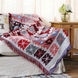 Blanket Pink Sofa Throw Blanket Cotton Knitted Blanket With Geometry Sofa Bed Blanket Home Decor R230617