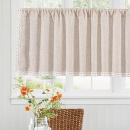 Curtain Nordic Style Short Curtains Linen Lace Semi Sheer Dust For Door Window Kitchen Sink Cabinet Wardrobe