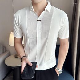 Men's Polos 2023 High Elastic Polo T-shirts For Men Summer Short Sleeve Ice Silk Breathable Casual Tshirt Social Business Tops Clothing