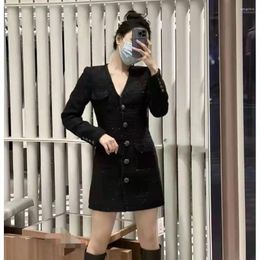 Casual Dresses 2023 Early Spring Style V-neck Blended Single-breasted Cardigan Short Mini Dress
