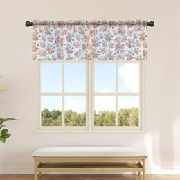 Curtain Plant Flower Leaves Sheer Curtains For Kitchen Cafe Half Short Tulle Window Valance Home Decor