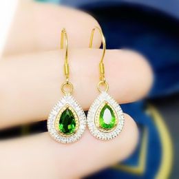 Dangle Earrings & Chandelier Natural Real Diopside Water Drop Style Earring Per Jewelry 0.5ct 2pcs Gemstone 925 Sterling Silver Fine T29405