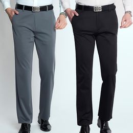 Men's Suits Summer Thin Ice Silk Four Side Elastic Casual Pants Dad's Trousers Loose Middle-aged And Elderly