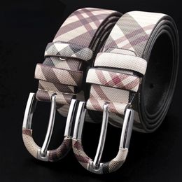 Neck Ties Men and Women Leather Belts Pin Buckle Young Couples Plaid Casual Cowhide Belt Business Design Unisex 230718