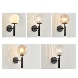 Wall Lamp Nordic Light Luxury Simple Creative Round Glass Led El Bedroom Bedside Living Room Aisle Lights