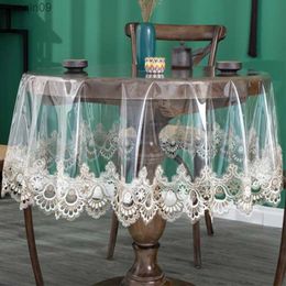 2023 New Soft Glass Round Transparent PVC Plastic Oilcloth Tea Table Cloth Cover Waterproof Tablecloth Christmas Wedding Decor L230626