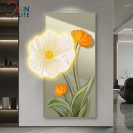 Wall Lamp Sunflower Painting Crystal Porcelain Decoration Art Vintage Pictures For Living Room Kitchen Home Decor