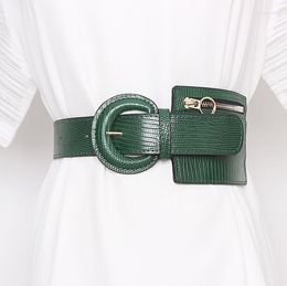 Belts Women's Runway Fashion Zipper PU Leather Cummerbunds Female Dress Corsets Waistband Decoration Wide Belt R643