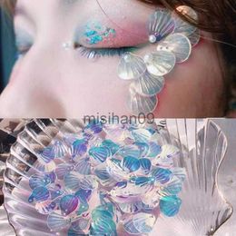 Other Makeup 13mm Mermaid Flake Glitter Powder Fish Scales Eye Makeup Sequins Eye Corner Stickers Shell Sequins Face Shinny Gel Pigment J230718