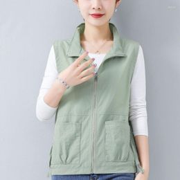 Women's Jackets Oversize 4xl Mom's White Vest Casual Mid Length Sleeveless Thin Women Tops Fashion Loose Spring Summer Chalecos Q125